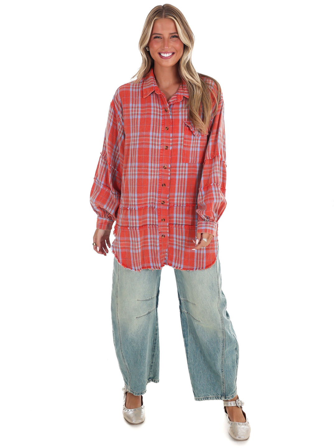 Campfire Plaid Button Up Top