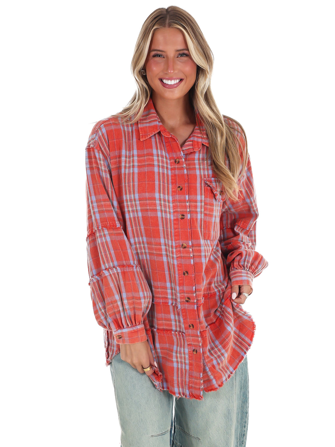 Campfire Plaid Button Up Top