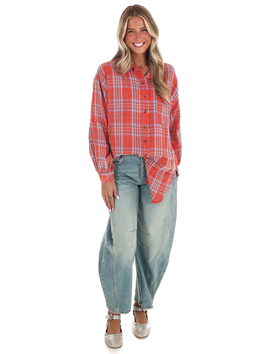 Campfire Plaid Button Up Top