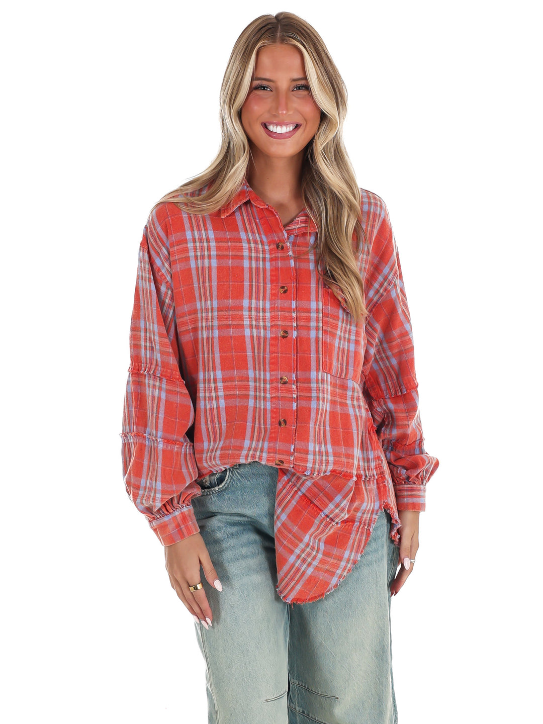 Campfire Plaid Button Up Top