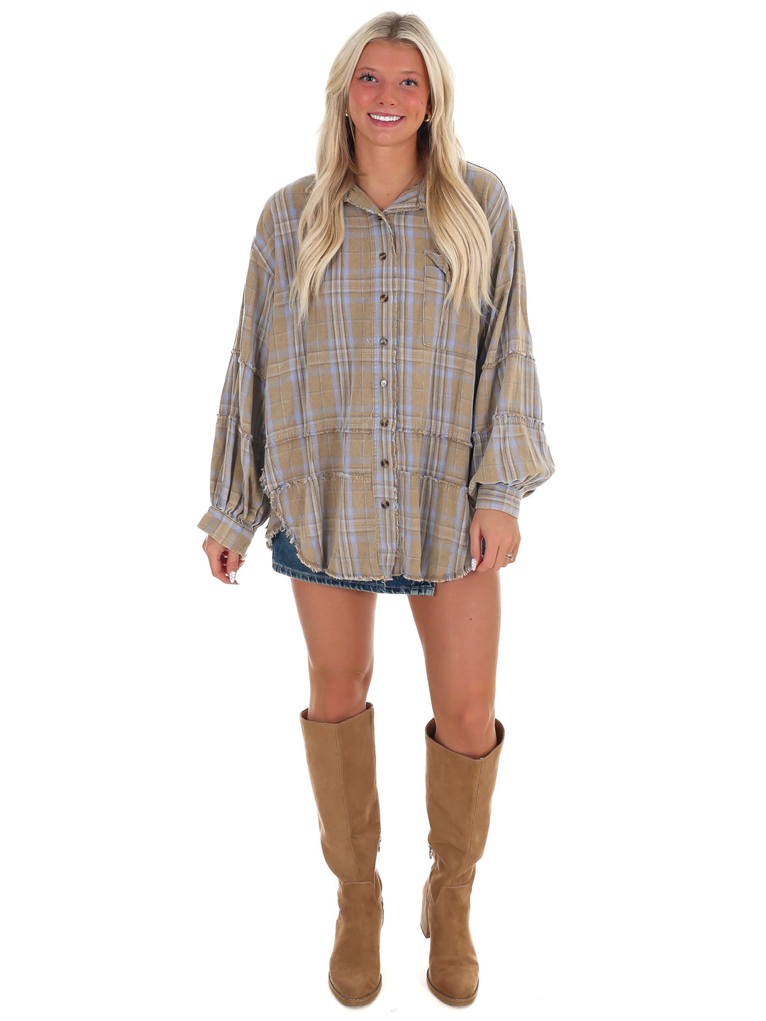 Campfire Plaid Button Up Top