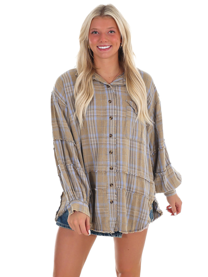 Campfire Plaid Button Up Top