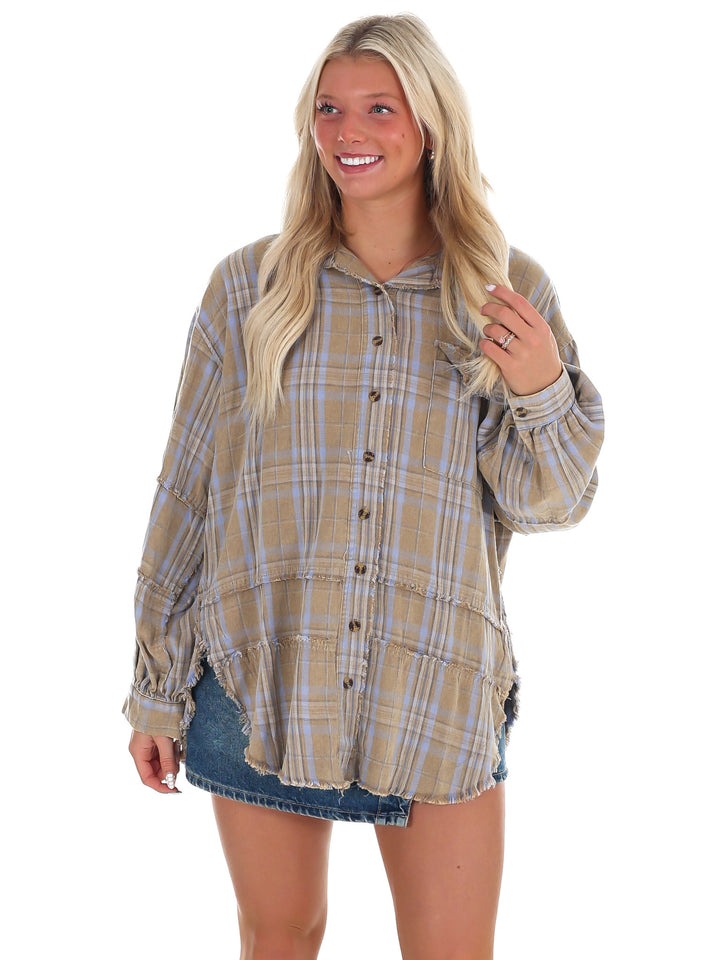 Campfire Plaid Button Up Top