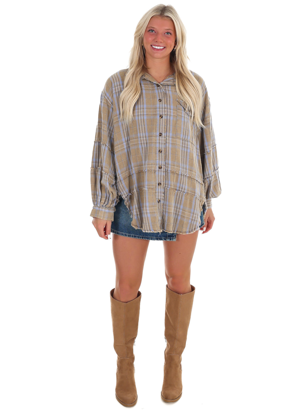 Campfire Plaid Button Up Top