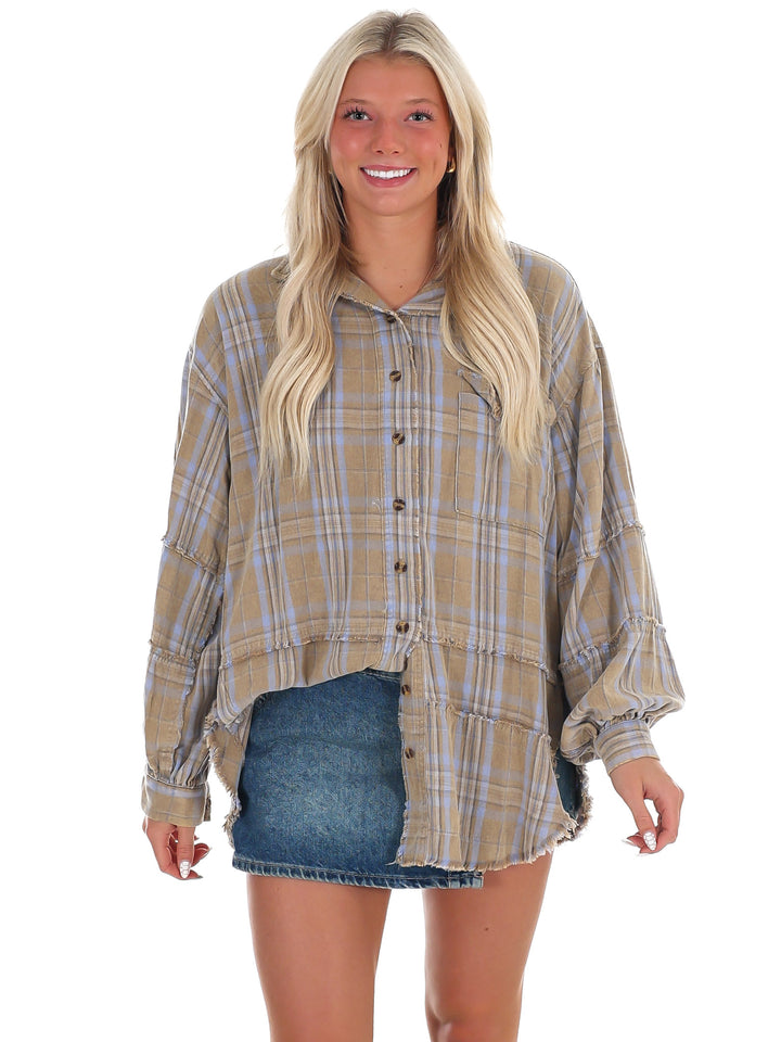 Campfire Plaid Button Up Top