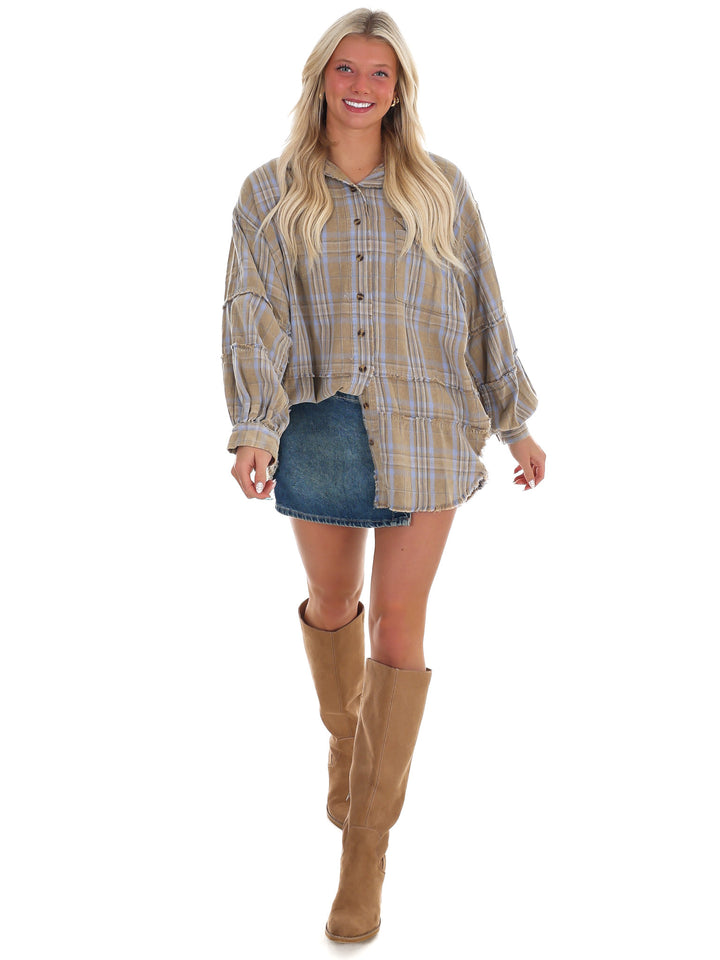 Campfire Plaid Button Up Top