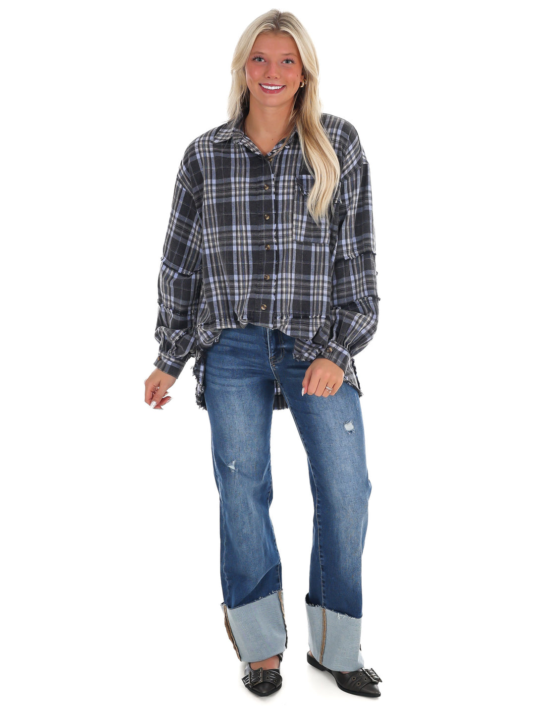 Campfire Plaid Button Up Top