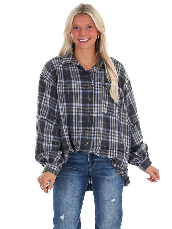 Campfire Plaid Button Up Top