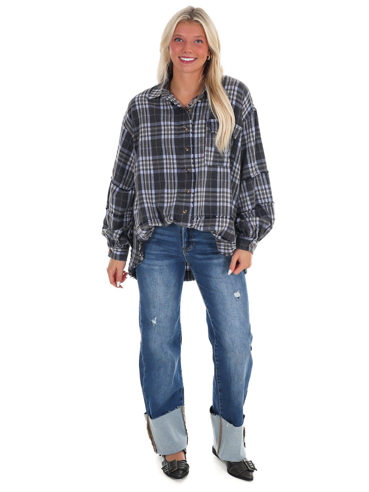 Campfire Plaid Button Up Top