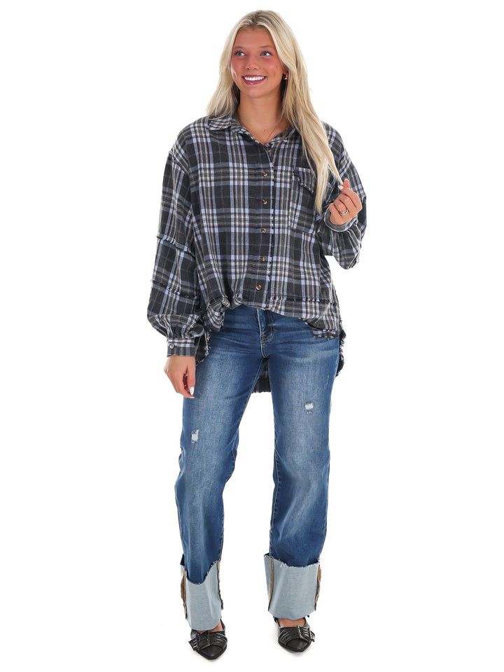 Campfire Plaid Button Up Top