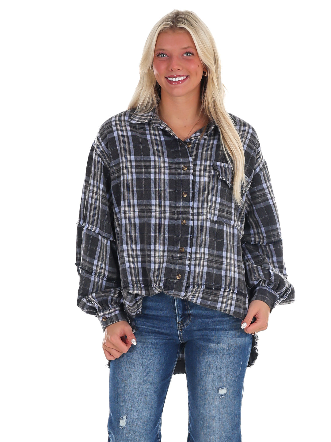 Campfire Plaid Button Up Top