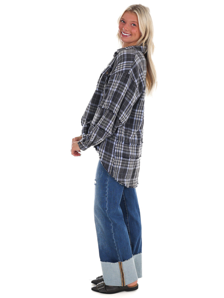 Campfire Plaid Button Up Top