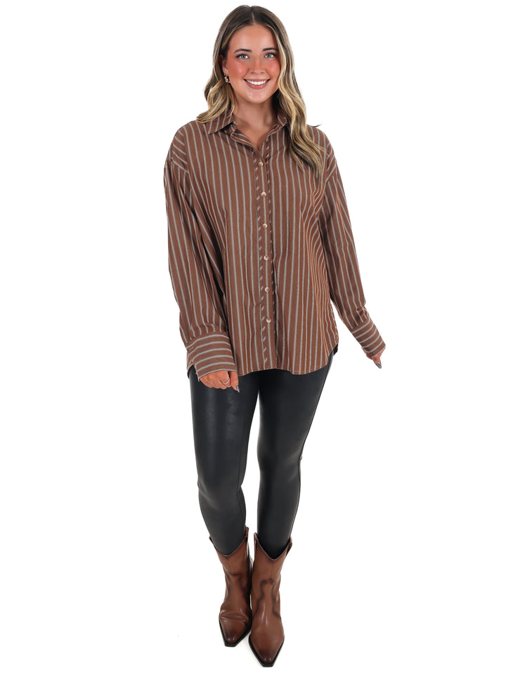 Simply Striped Poplin Button Down Top