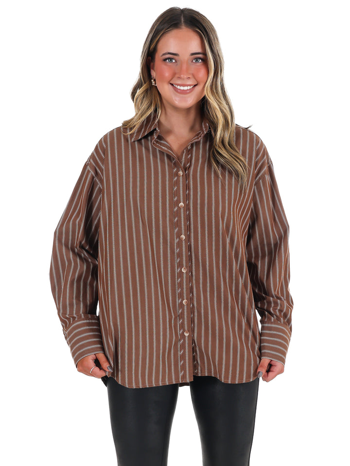 Simply Striped Poplin Button Down Top