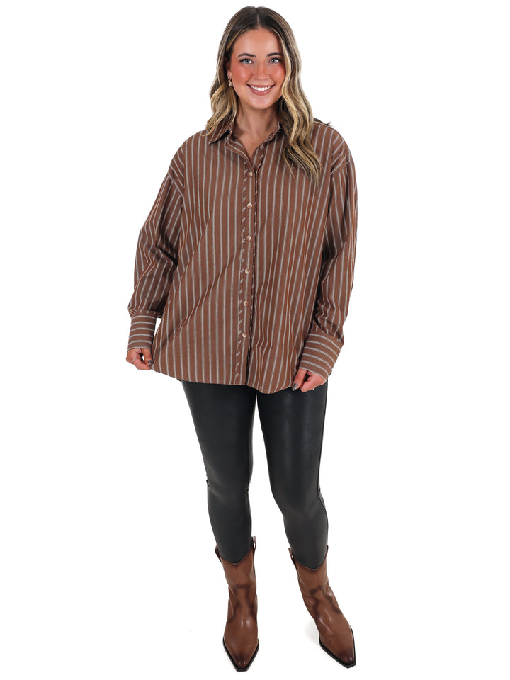 Simply Striped Poplin Button Down Top