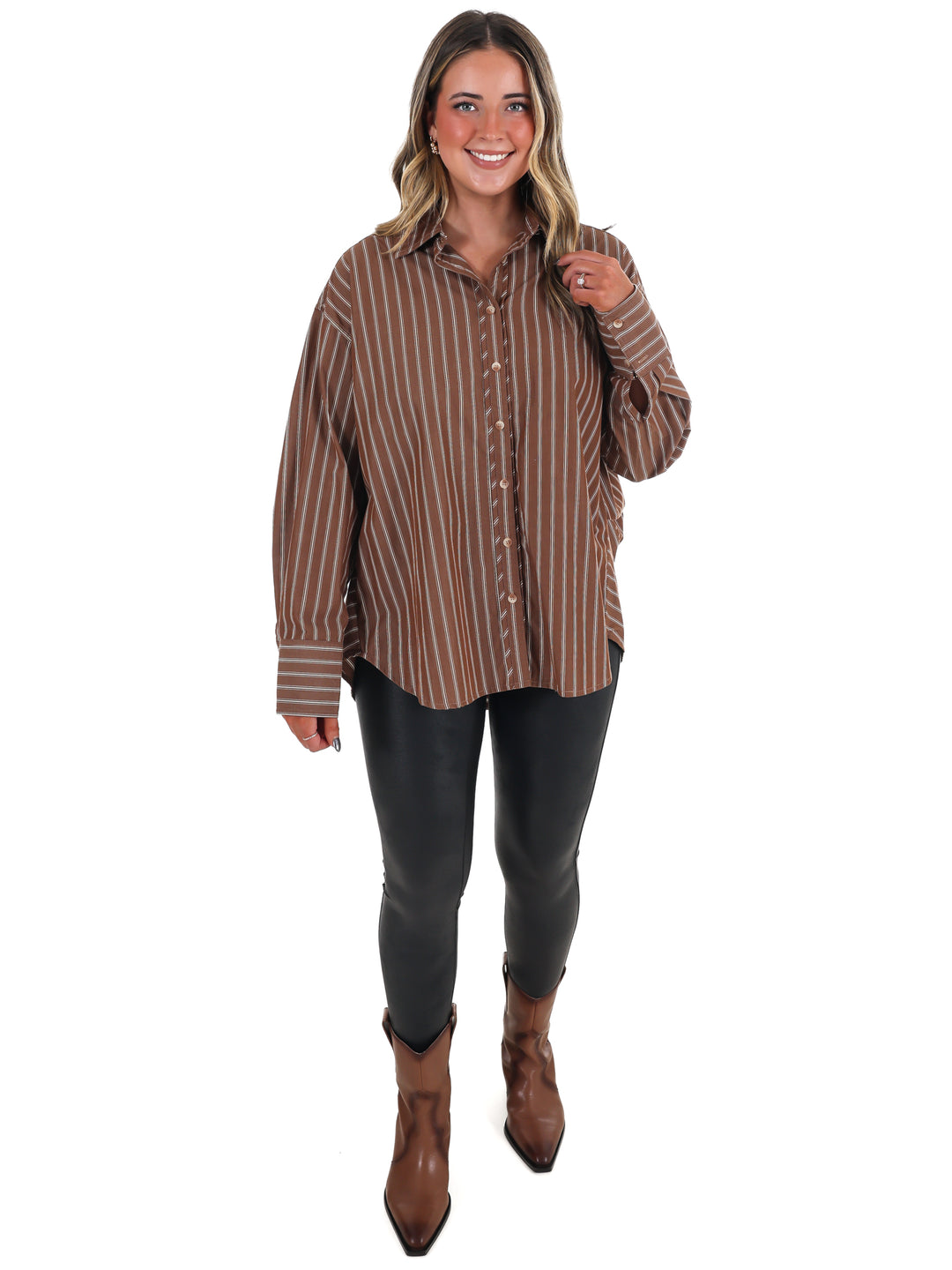 Simply Striped Poplin Button Down Top