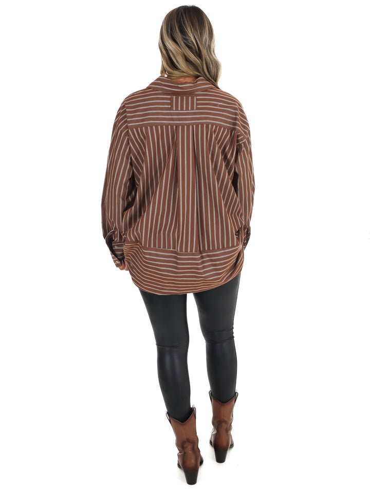 Simply Striped Poplin Button Down Top