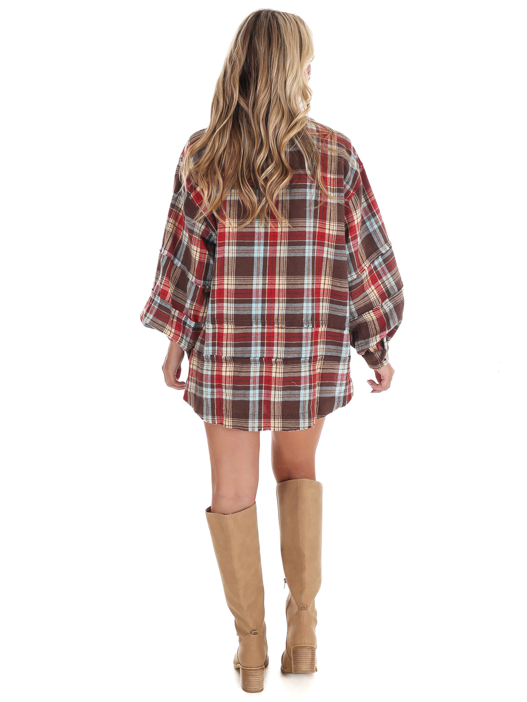 Washed Plaid Tunic Top