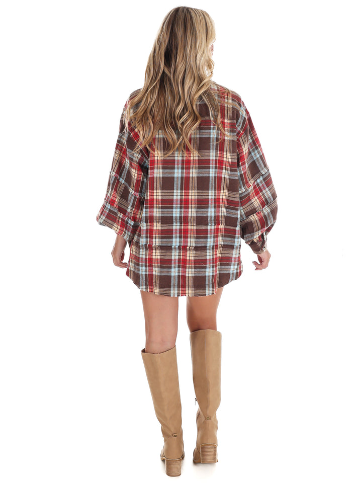 Washed Plaid Tunic Top