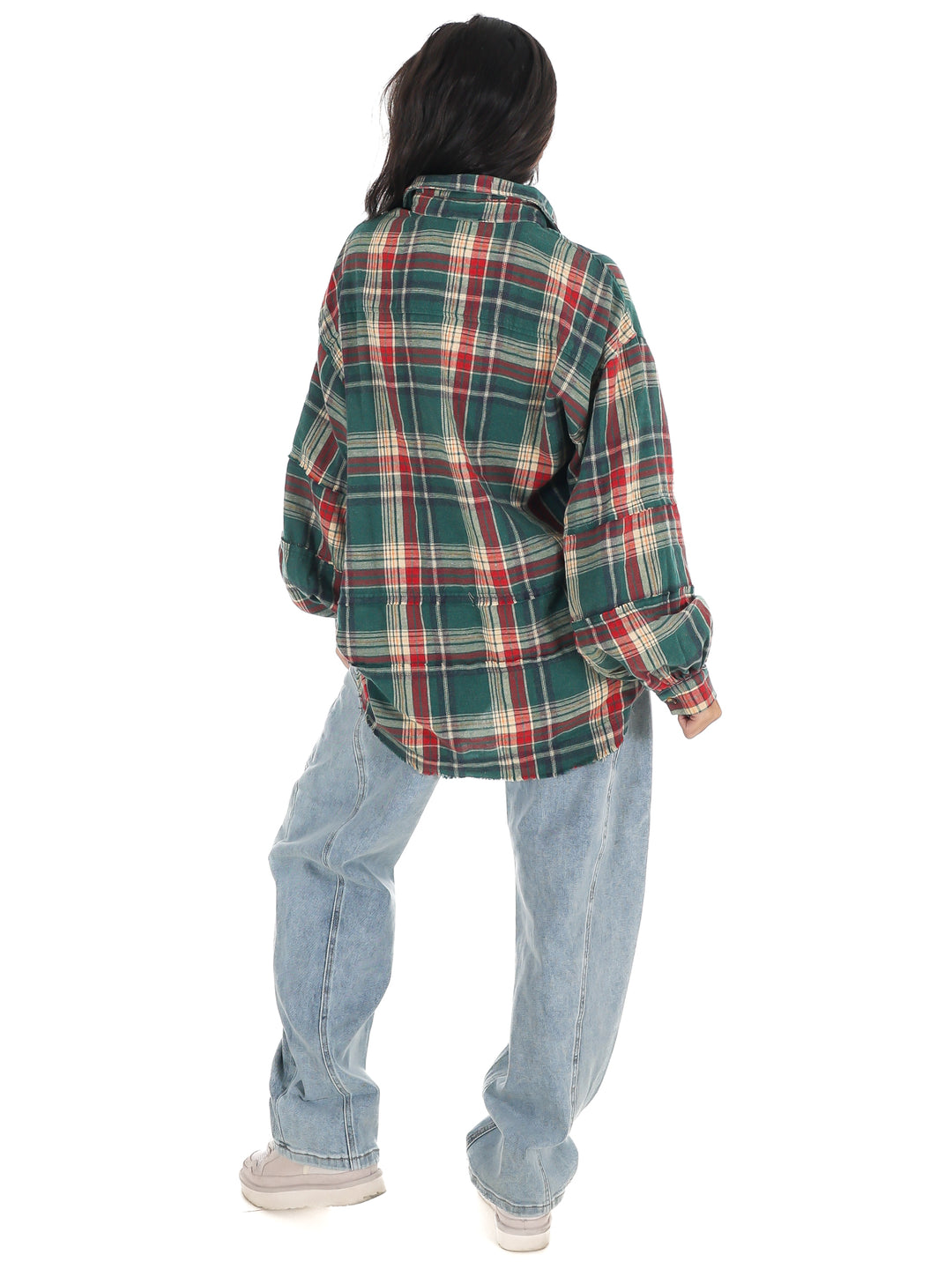 Washed Plaid Tunic Top