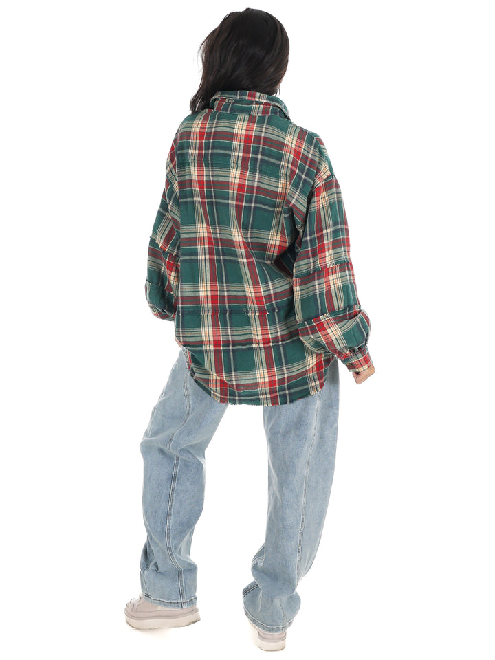 Washed Plaid Tunic Top