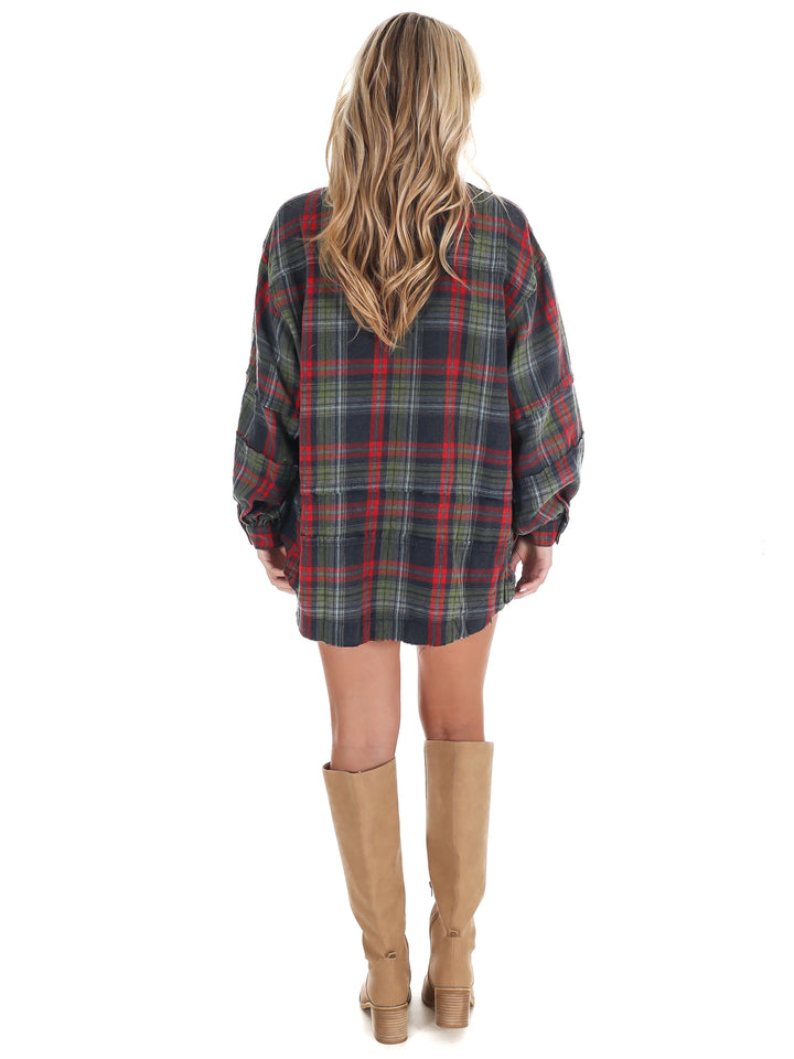 Washed Plaid Tunic Top