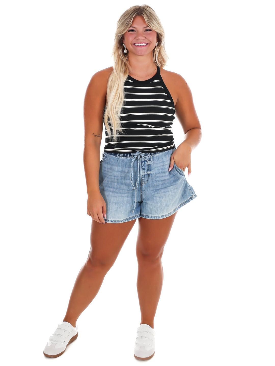 Day Trip Stripe High Neck Tank Top