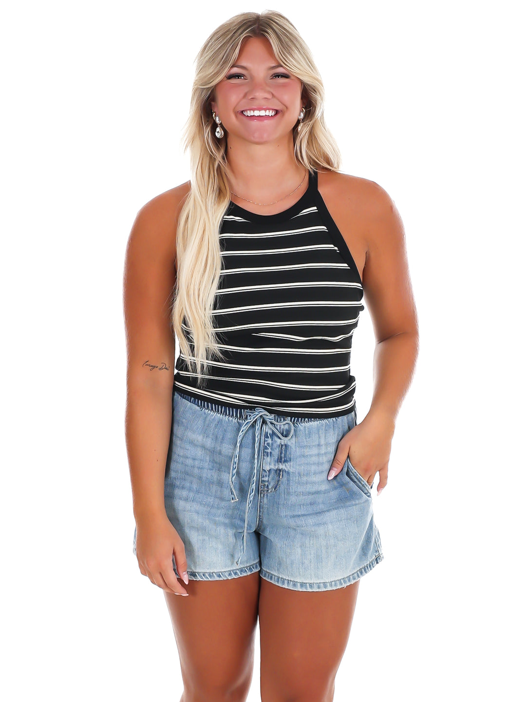 Day Trip Stripe High Neck Tank Top
