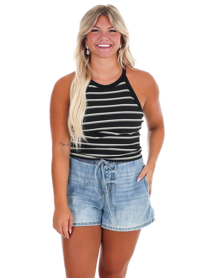 Day Trip Stripe High Neck Tank Top