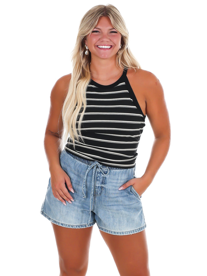 Day Trip Stripe High Neck Tank Top