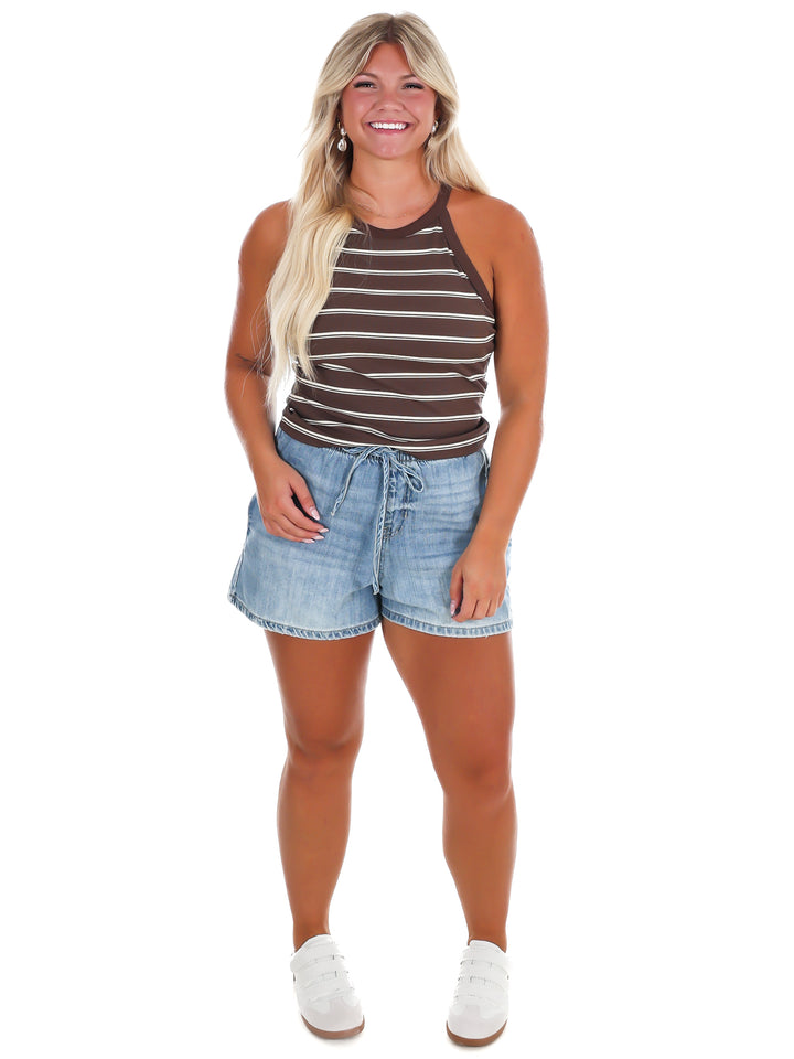 Day Trip Stripe High Neck Tank Top