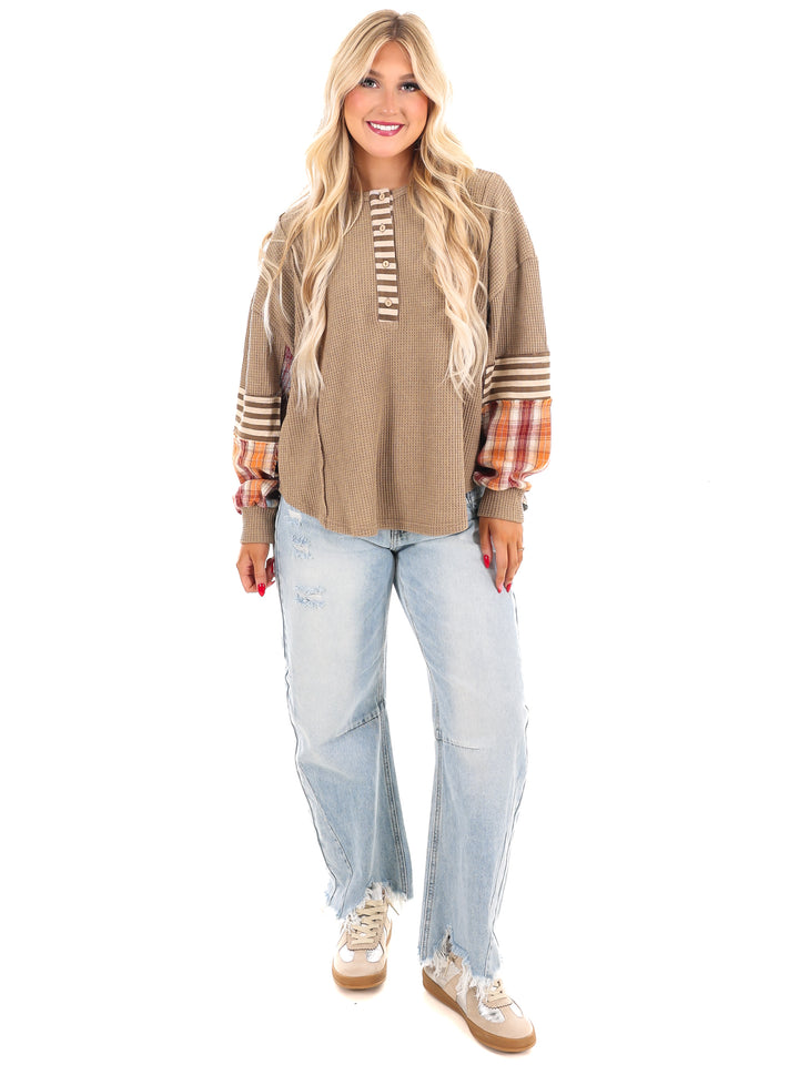 Get A Move On Plaid Thermal Top