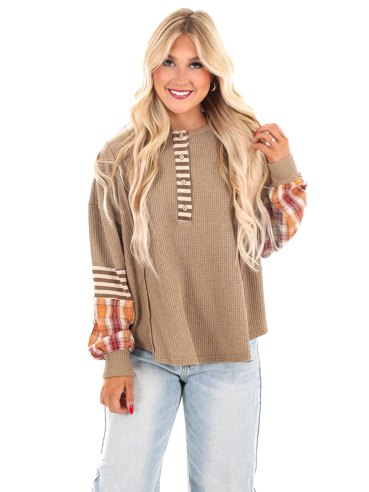 Get A Move On Plaid Thermal Top