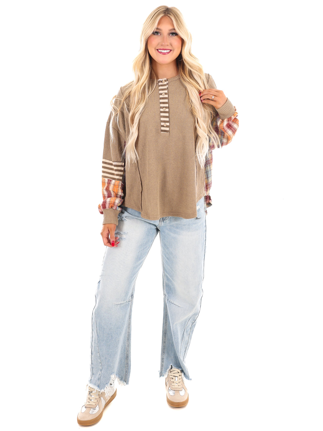 Get A Move On Plaid Thermal Top