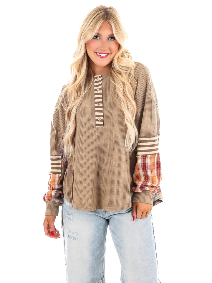 Get A Move On Plaid Thermal Top
