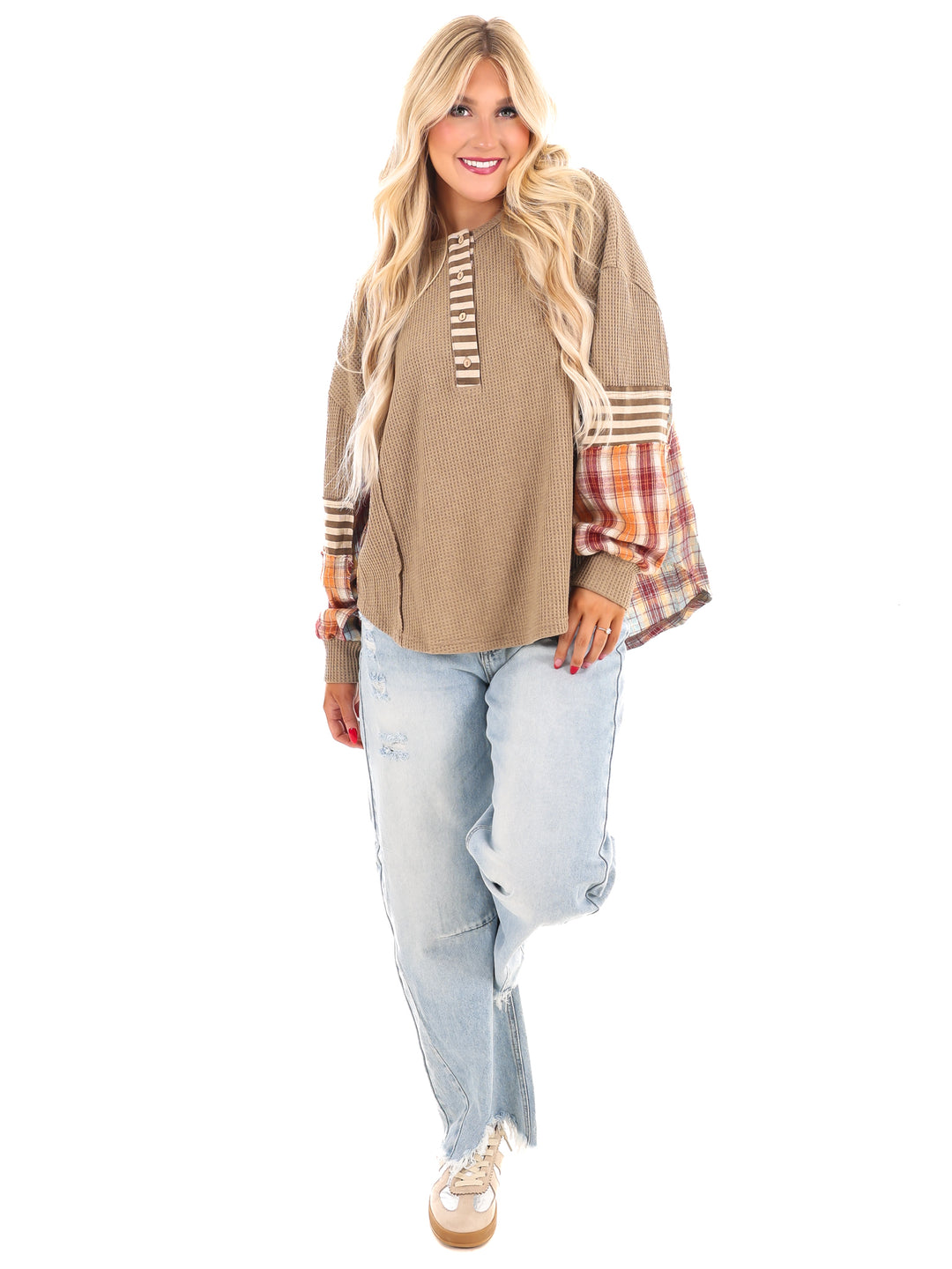 Get A Move On Plaid Thermal Top