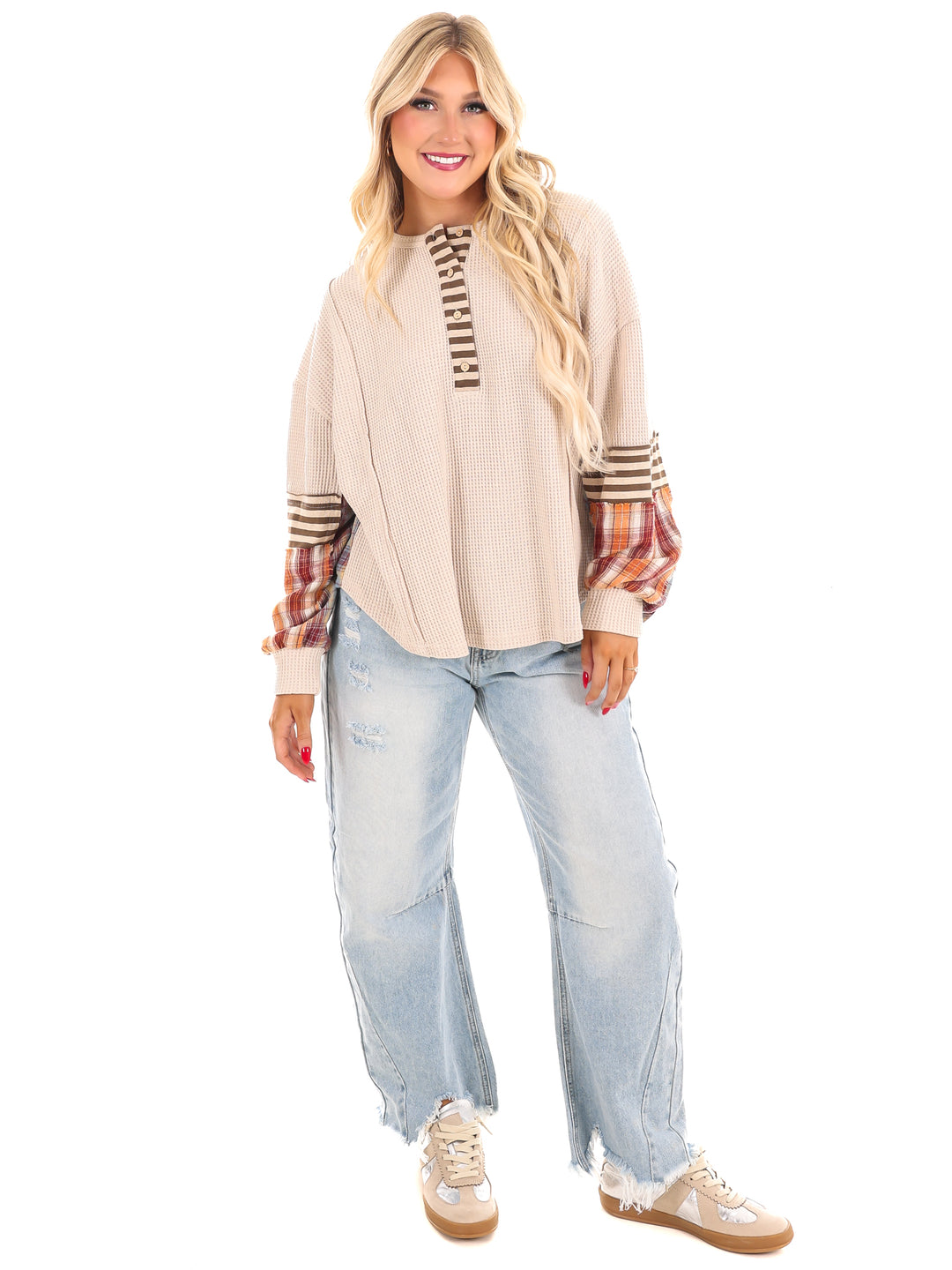 Get A Move On Plaid Thermal Top