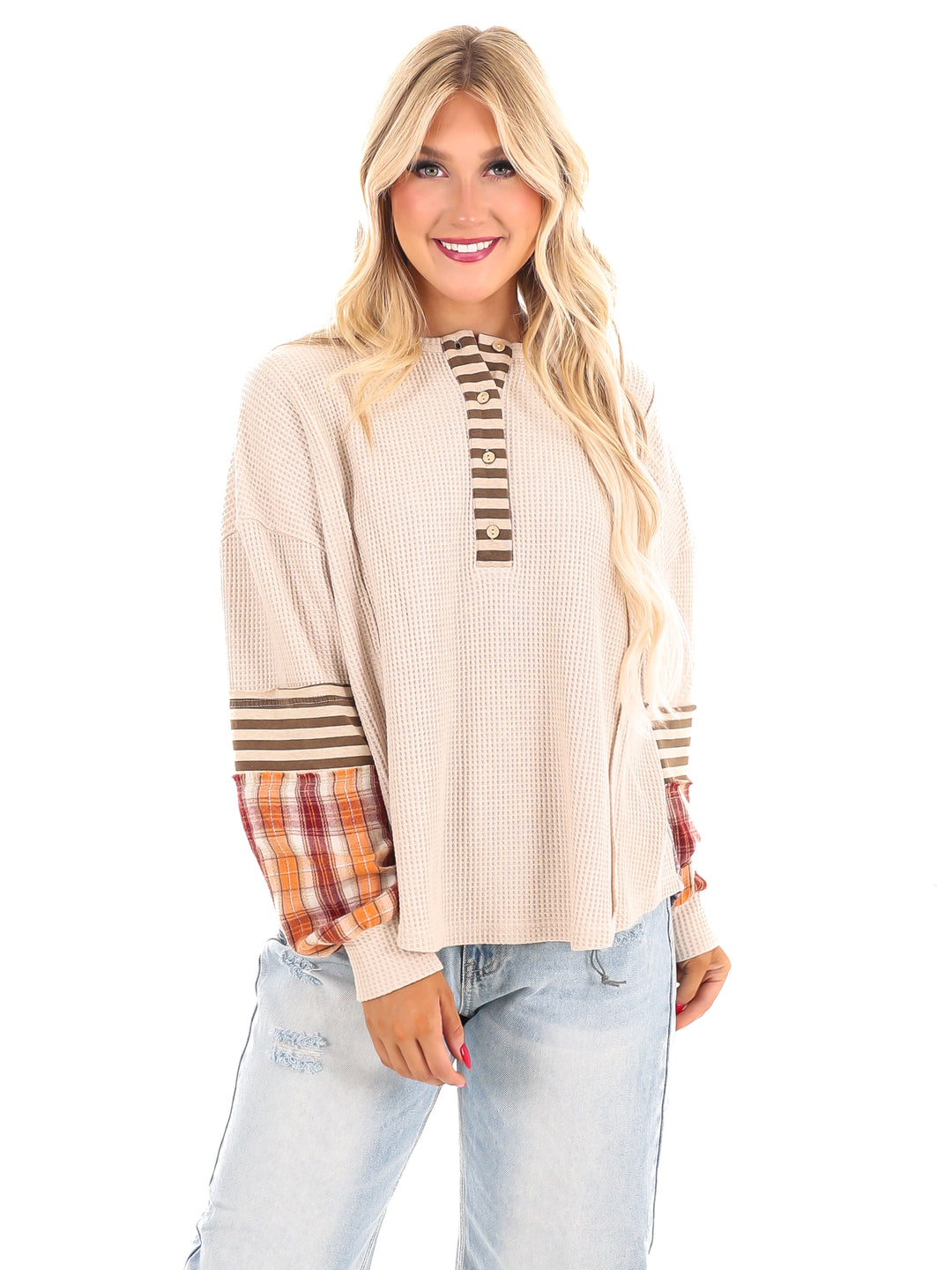 Get A Move On Plaid Thermal Top