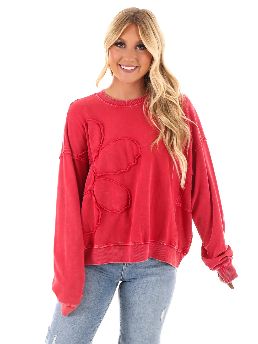 Ease My Mind Flower Patch Pullover