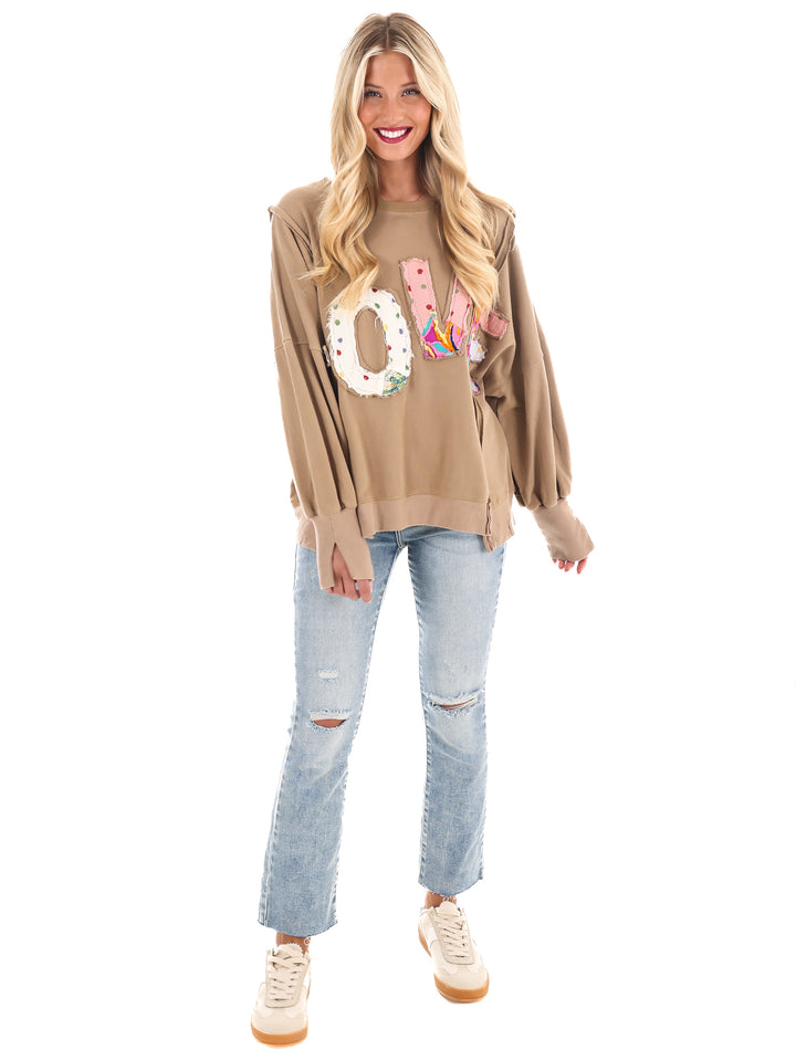 Love One Another Terry Knit Pullover