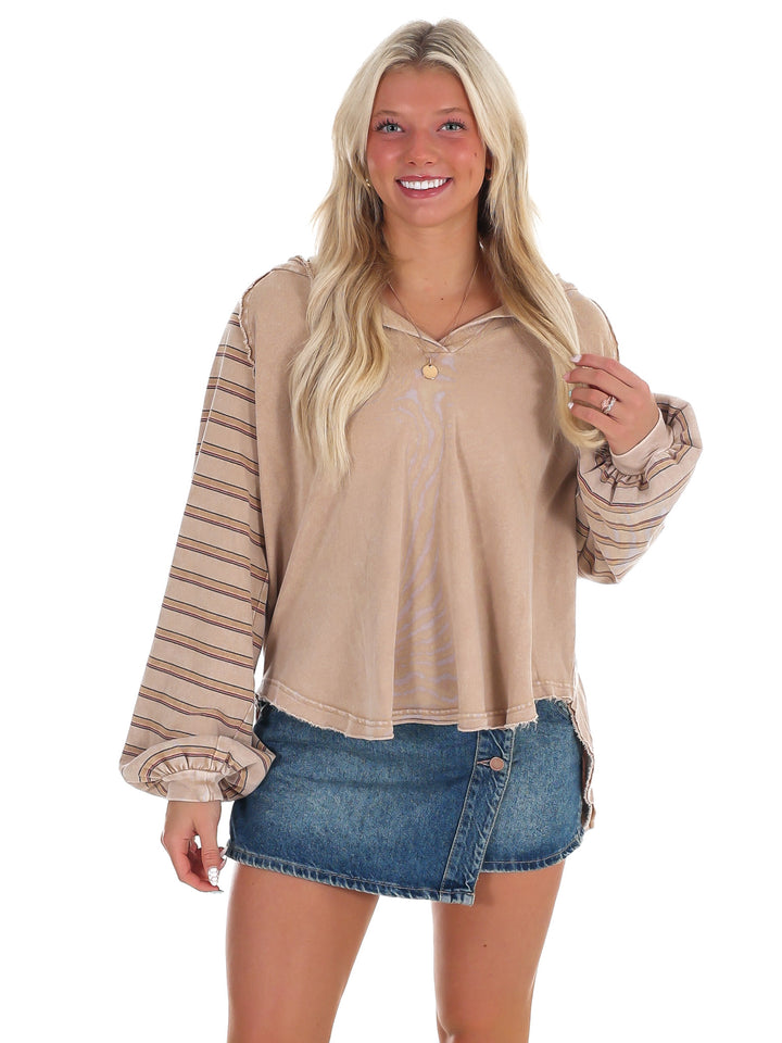 Trailblazer Striped Washed Terry Pullover