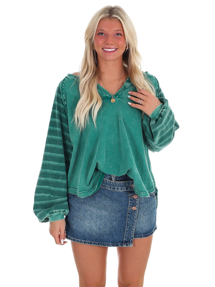 Trailblazer Striped Washed Terry Pullover