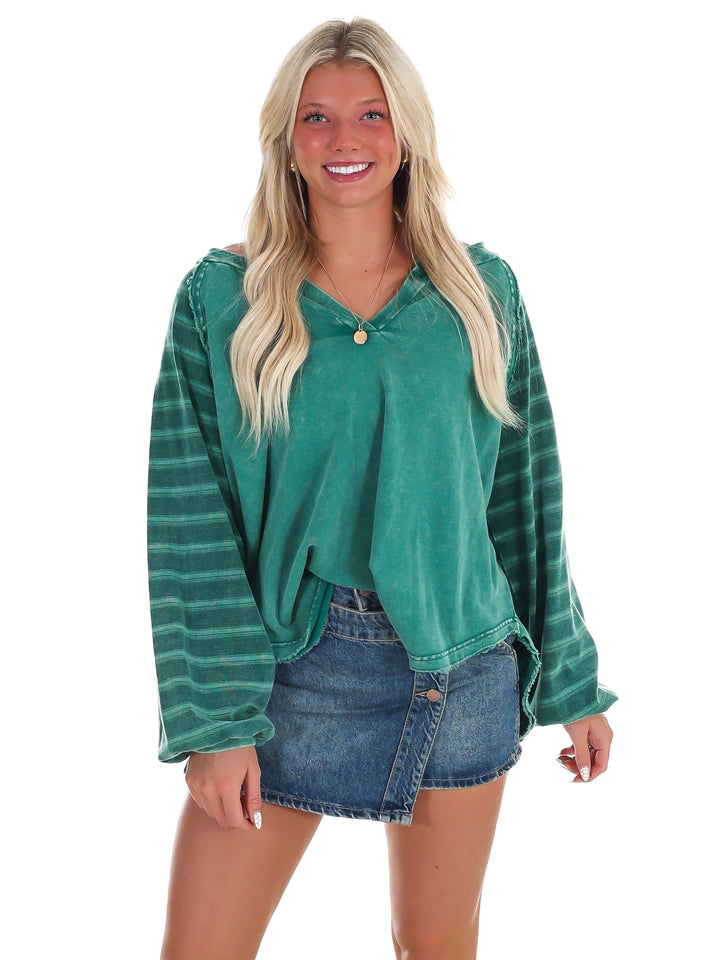 Trailblazer Striped Washed Terry Pullover
