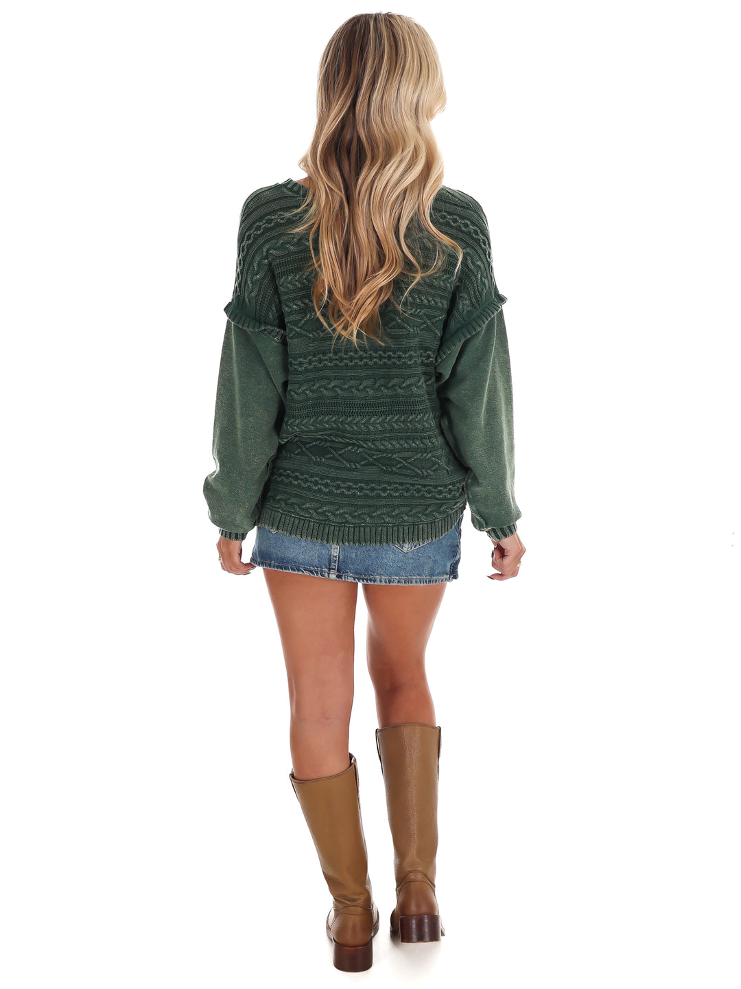 Meadow Breeze Cable Knit Contrast Sweater