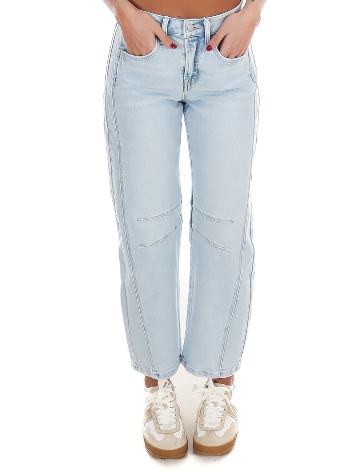 High Rise Light Wash Barrel Leg Jeans