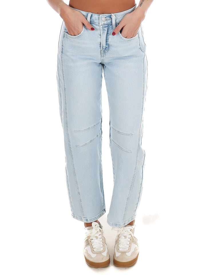 High Rise Light Wash Barrel Leg Jeans