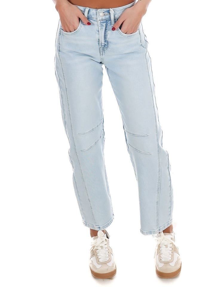 High Rise Light Wash Barrel Leg Jeans