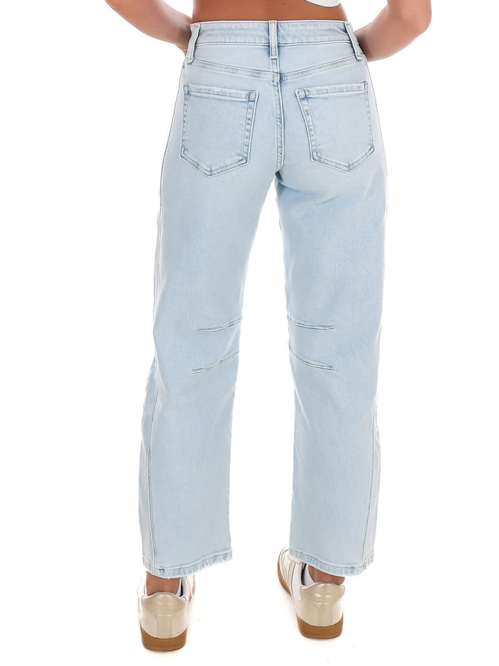 High Rise Light Wash Barrel Leg Jeans