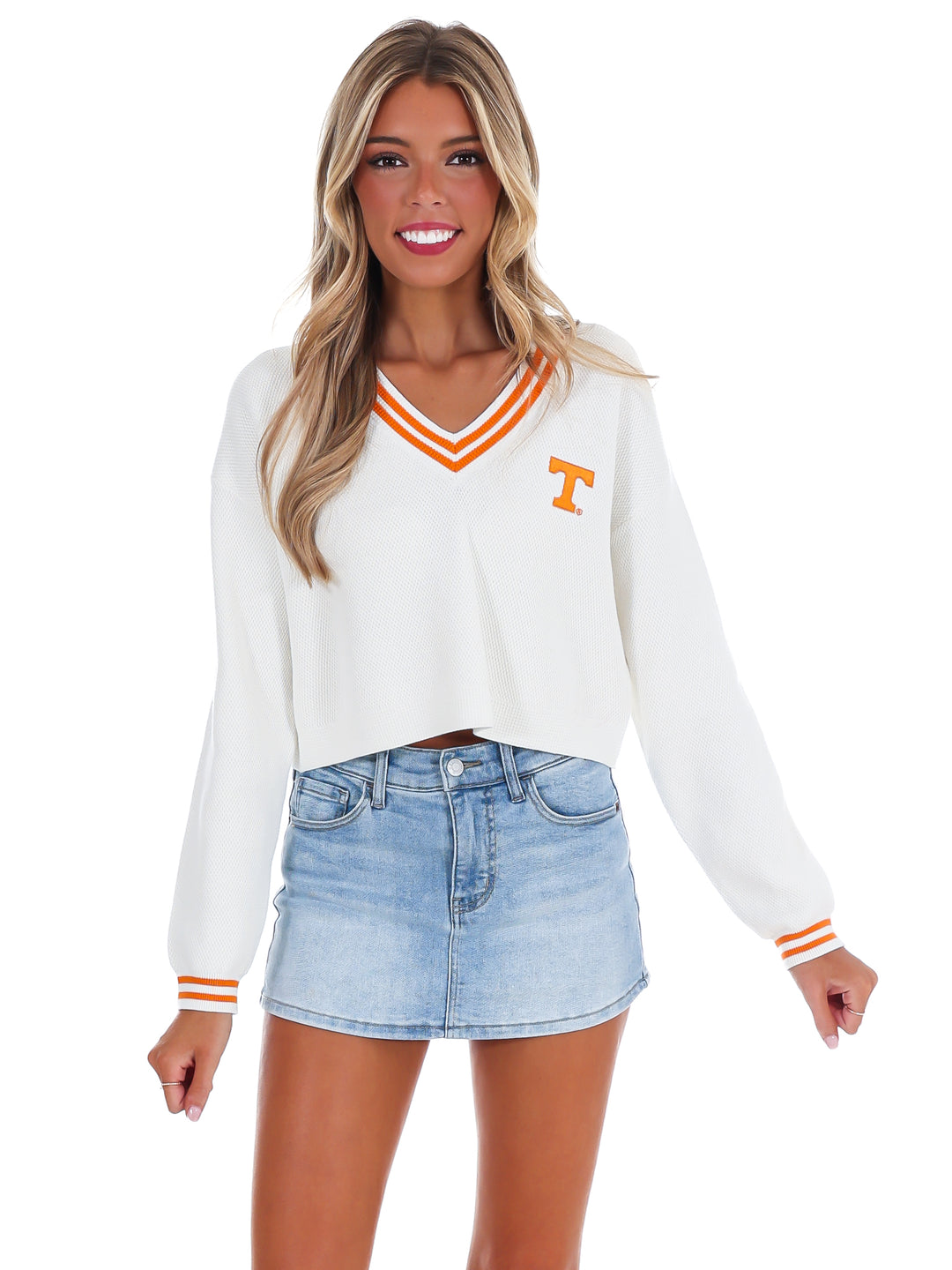 V-Neck Power T Crop Sweater