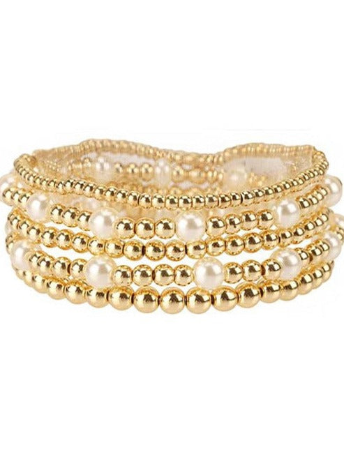 Pearl & CCB Multi Stackable Elastic Bracelet